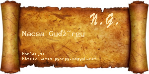 Nacsa György névjegykártya